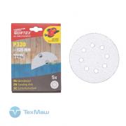 Шлифлист 125мм круг Р320 д/краски самосцепл. 8 отв. 5 шт. Wortex Шлифлист 125мм круг Р320 д/краски самосцепл. 8 отв. 5 шт. Wortex