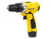 Аккум. дрель‑шуруповерт MOLOT MBD 1213‑1 Li в кор. (12.0 В, 1 акк., 1.3 А/ч Li‑Ion, 1 скор., 20 Нм, шурупы до 6 мм) (MBD12131Li0029)