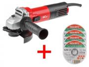 Одноручная углошлифмашина WORTEX AG 1208‑1 в кор. + АКЦИЯ! (4 отр. круга по мет. ВОЛАТ в подарок!) (AG1208100019A4)