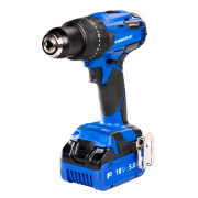 Аккумуляторная дрель‑шуруповерт RAWLPLUG R‑PDD18‑XL2 (пластм. чемодан, 2 акумулятора 5,0 Ah, быстрая зарядка 6,5 А, перчатки)