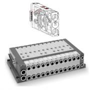Клапан пневматический 2 x 3/2 Camozzi FP2V‑C