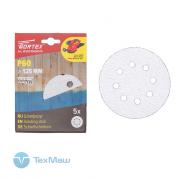 Шлифлист 125мм круг Р60 д/краски самосцепл. 8 отв. 5 шт. Wortex