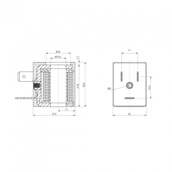 Катушка электромагнитная (соленоид) Aignep SOL10220A8000, 220V, 7,5 Вт