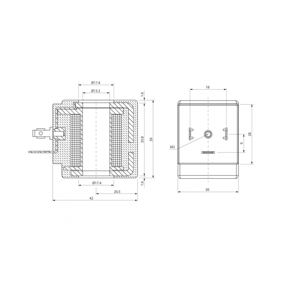 Катушка электромагнитная (соленоид) Aignep SOL20220AB000, 220V, 21 Вт