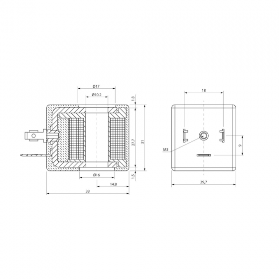 Катушка электромагнитная (соленоид) Aignep SOL11024C5000, 24V, 8 Вт