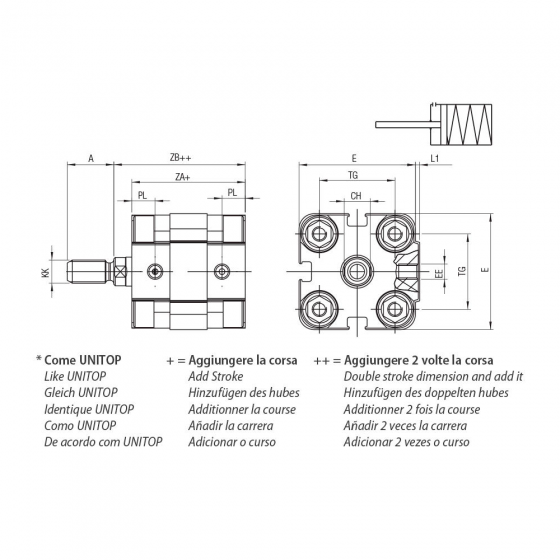 Пневмоцилиндр 25х25 Aignep WDM0250025, компактный