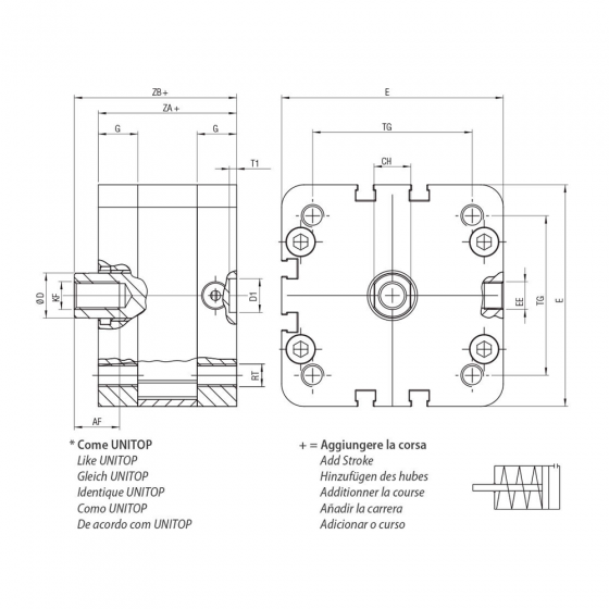 Пневмоцилиндр 40х25 Aignep WB0400025, компактный