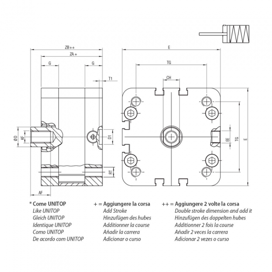 Пневмоцилиндр 40х25 Aignep WD0400025, компактный