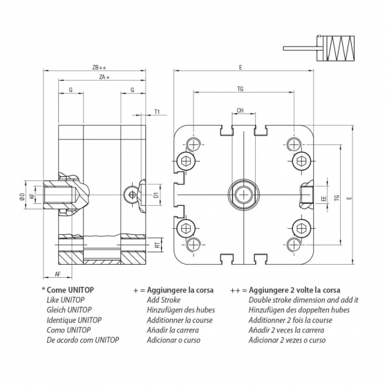 Пневмоцилиндр 32х25 Aignep WD0320025, компактный