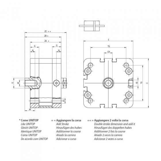 Пневмоцилиндр 40х125 Aignep WJ0400125, компактный