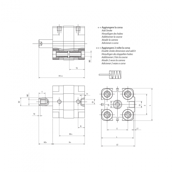 Пневмоцилиндр 32х25 Aignep QD0320025, компактный