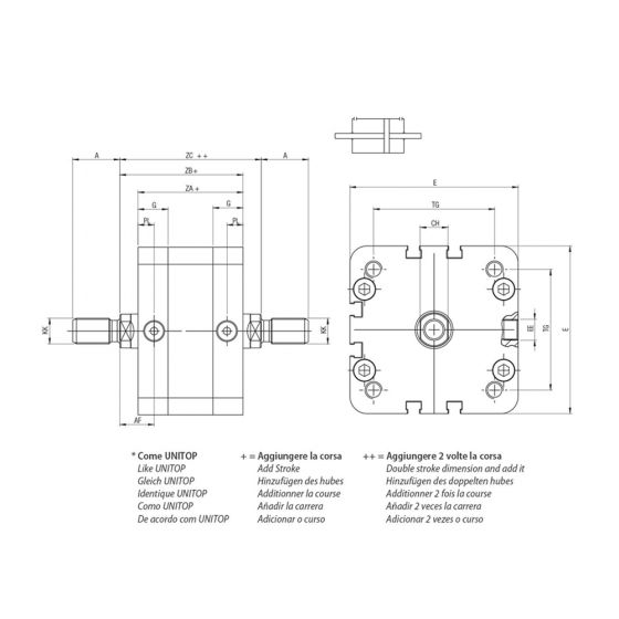 Пневмоцилиндр 50х50 Aignep WJM0500050, компактный