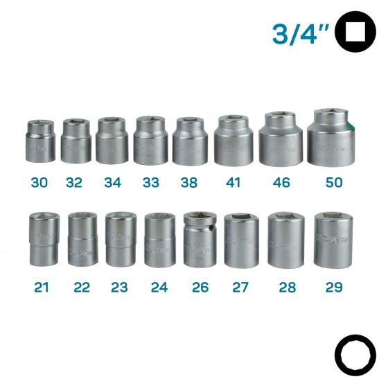 Набор торцевых головок FROSP 3/4" 19-50