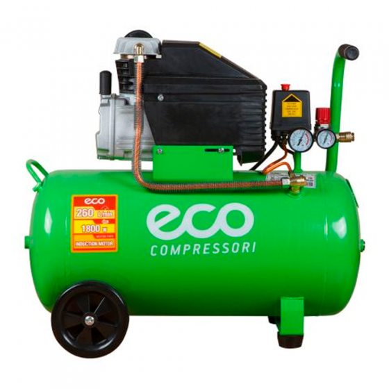 Компрессор ECO AE-501-1 (260 л/мин, 8 атм, коаксиальный, масляный, ресив. 50 л, 220 В, 1.80 кВт)