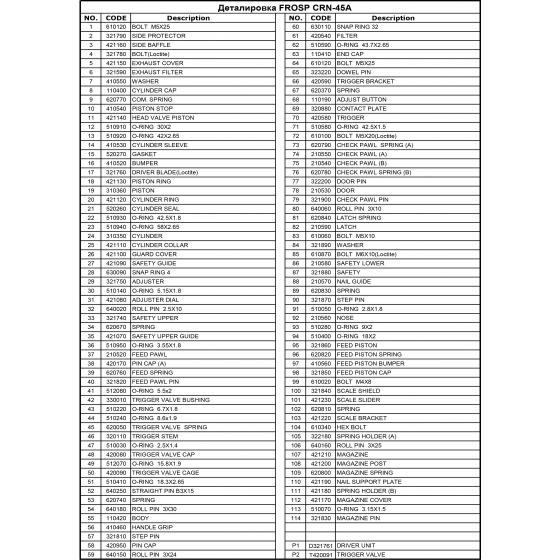 Толкатель затвора (№37) для FROSP CRN-45A