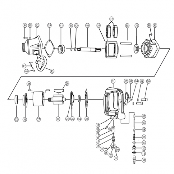 Втулка наковальни с передним корпусом (№41,42) для FROSP ПГ-352 [Front housing set]