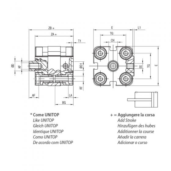 Пневмоцилиндр 25х50 Aignep WF0250050, компактный