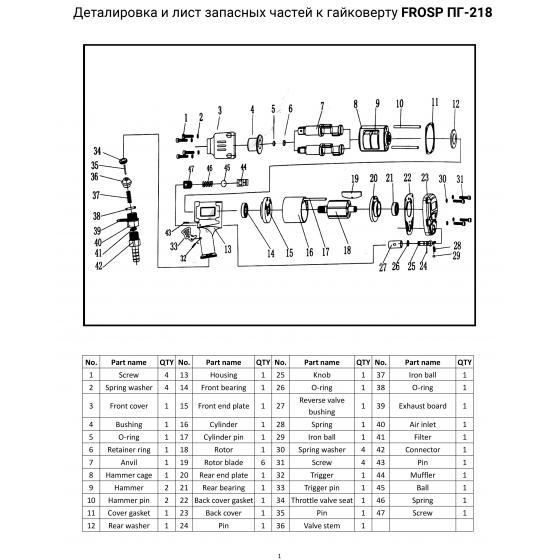 Штифт (№10) для гайковерта FROSP ПГ-218
