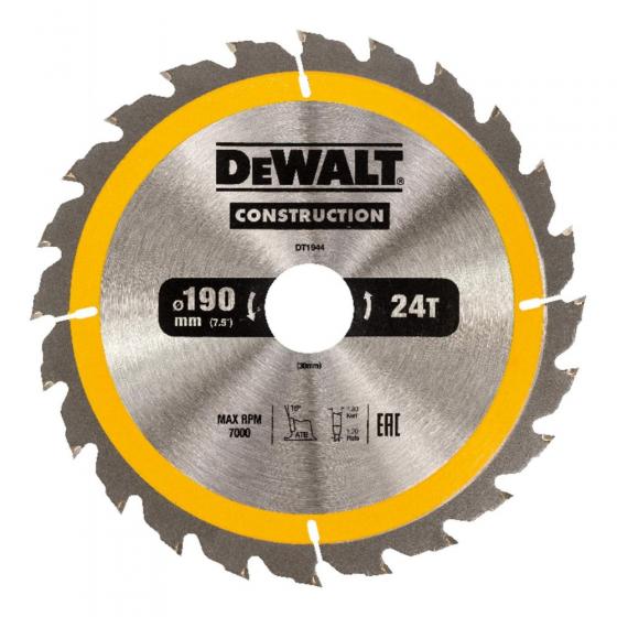 Пильный диск DEWALT CONSTRUCT DT1944, 190/30 мм.